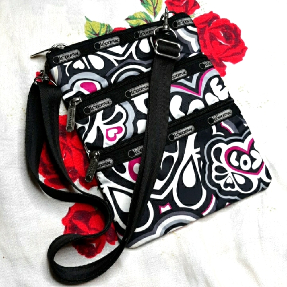 LeSportsac "Gotta Love" 3 Zip Crossbody - Picture 1 of 2
